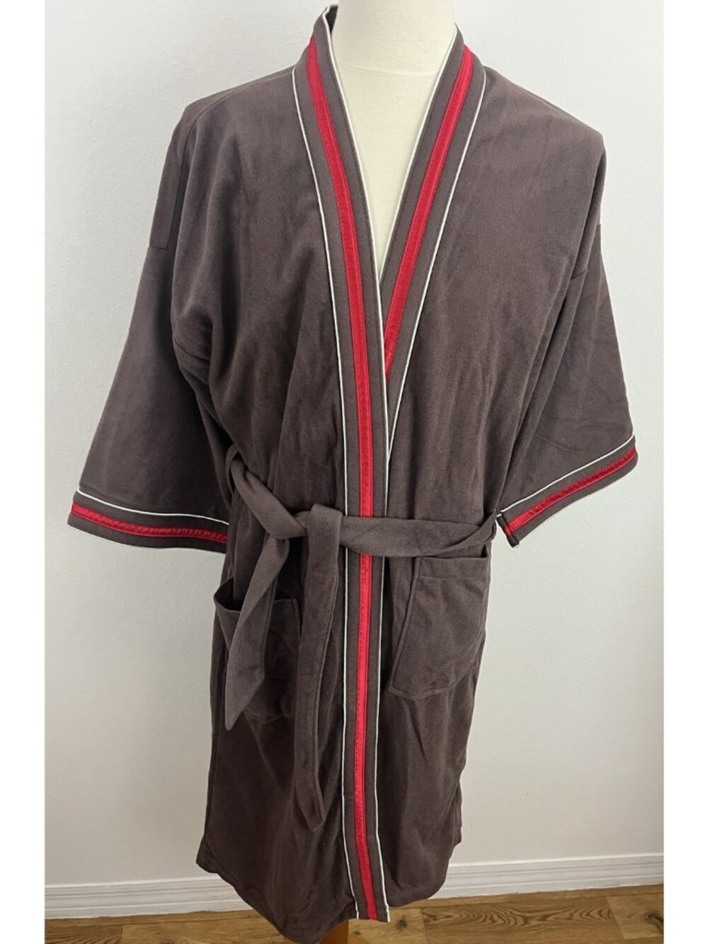 Vintage Marc Robbins Men's OSFA Brown Velour Robe Bathrobe Belt NWT